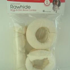 Master Paws® White Rawhide Dog Chew Shin Bone And Small Ring