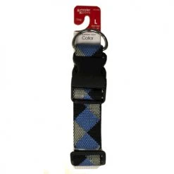 Master Paws® Adjustable Blue & Black Patterned Nylon Dog Collar - Large