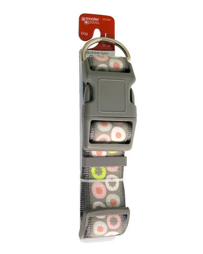 Master Paws® Adjustable Grey & Pink Nylon Dog Collar - Large 3 Master Paws® Adjustable Grey & Pink Nylon Dog Collar - Large