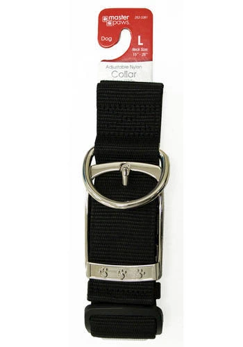 Master Paws® Adjustable Metal Black Nylon Dog Collar - Large 4 Master Paws® Adjustable Metal Black Nylon Dog Collar - Large - Image 2