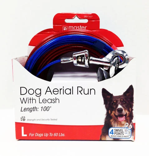 Master Paws® 100' Dog Aerial Run With Leash - Large 3 Master Paws® 100' Dog Aerial Run With Leash - Large